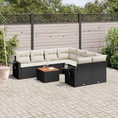vidaXL 9-dijelni set vrtnih sofa s jastucima crni od poliratana Cijene