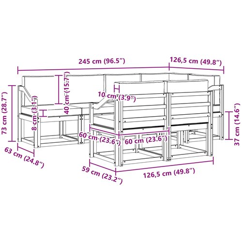  Set vanjskih sofa 7 kom. Bijela i bež Poliester Smeđa 245 x 126,5 x 73 cm Slike