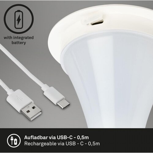 BRILONER 7420016 - LED punjiva dodirna stona lampa sa prigu&amp;scaron;iva, LED/4W/5V 3000K, bela Slike