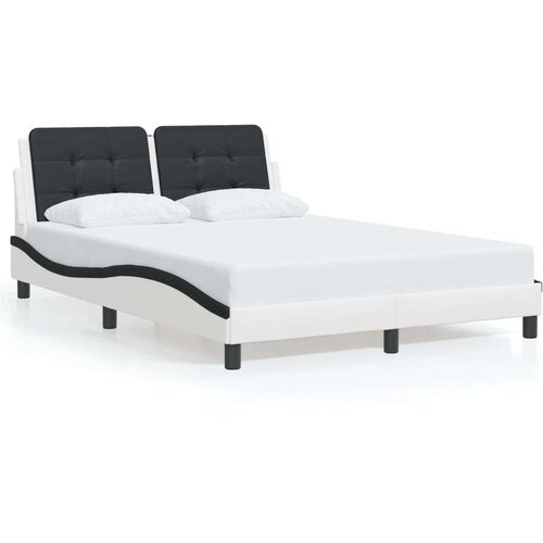 VidaXL Okvir kreveta s uzglavljem crno-bijeli 120x200 cm umjetna koža Slike