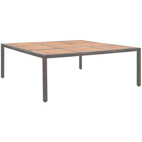 vidaXL Vrtna miza siva 200x200x74 cm poli ratan in akacijev les Cene