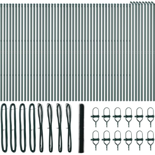 VidaXL &amp;Scaron;esterokutna Ograda Zelena 1.6x100 m Čelik, Stupovi Ograde 13 kom Zelena &amp;Oslash;32 mm 210 cm Galvanizirani Čelik Slike