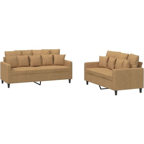  2-dijelni set sofa s jastucima smeđi bar&amp;scaron;unasti Slike