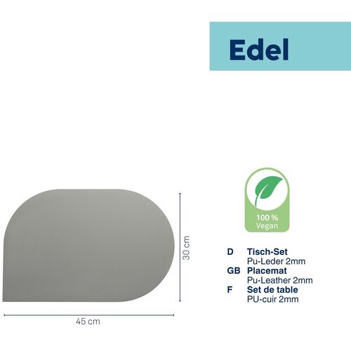 Kela PODMETAČ ZA STOL EDEL, 45x30x0,17cm PU-KOŽA SVJETLOSIVA Slike
