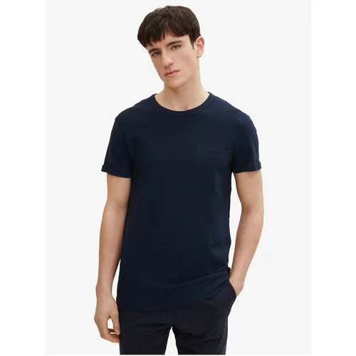 Tom Tailor Dark Blue Men's Basic T-Shirt with Pocket Denim - Men