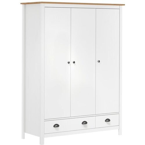 The Living Store Garderobna omara s 3 vrati Hill bela 127x50x170 cm borovina - Garderobna Omara, (21434229) Slike
