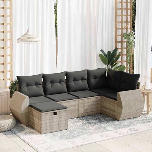 vidaXL 6-dijelni set vrtnih sofa od poliratana s jastucima svjetlosivi Cijene