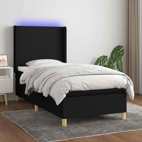  Krevet box spring s madracem LED crni 80 x 200 cm od tkanine Cene