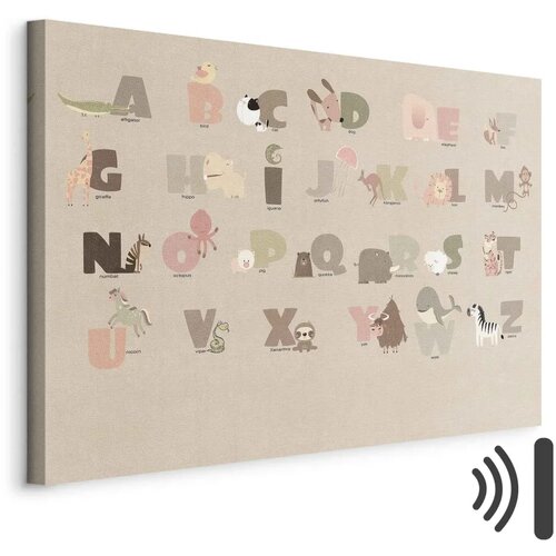  Slika - Alphabet at the Zoo - Joyful Animals and Their Names on a Beige Background 60x40 Akustična Cijene