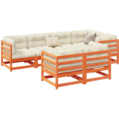 vidaXL 7-dijelni set vrtnih sofa s jastucima voštano smeđi od borovine Cene