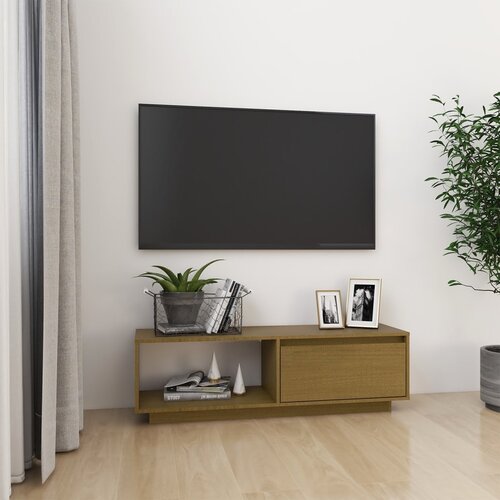 vidaXL TV omarica medeno rjava 110x30x33,5 cm trdna borovina Cene