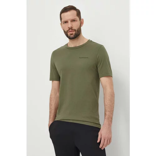 Peak Performance Bombažna kratka majica moški, zelena barva