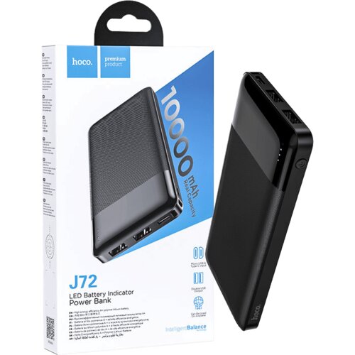 hoco. Hoco Punjač prijenosni za mobitele, 10000 mAh, 2A / 2A - J72 Easy travel, Crni Cijene