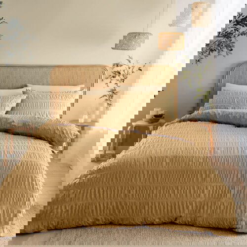 Catherine Lansfield Smeđa posteljina za krevet za jednu osobu od krepa 135x200 cm Seersucker &amp;ndash; Slike