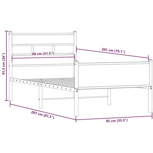 VidaXL okvir kreveta bez madraca dimljena boja hrasta 80x200 cm drveni Slike