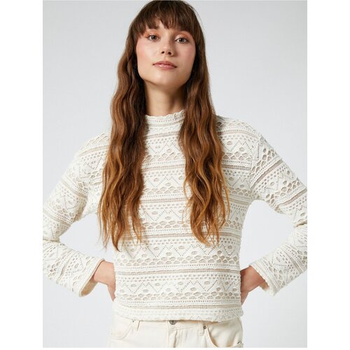 Koton Openwork Sweater Standing Collar Long Sleeve Slike