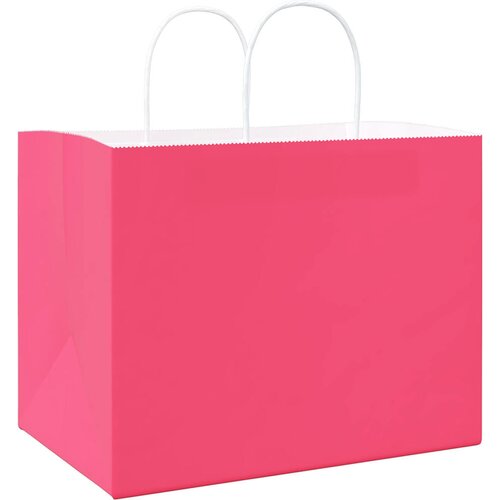  Papirnate vrećice 250 kom s ručkama ružičaste 32x22x24 cm Slike