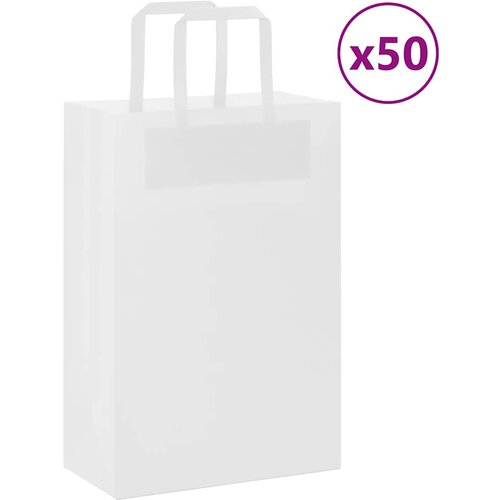 VidaXL Papirnate vrečke 50 kosov z ročaji bela 21x11x31 cm Slike