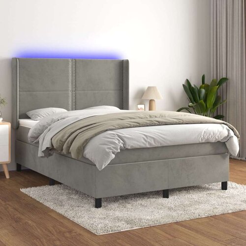  Krevet box spring s madracem LED svjetlosivi 140x200 cm bar&amp;scaron;un Slike
