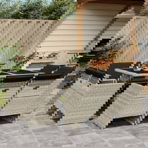  The Living Store Vrtna jedilna garnitura 9-delna z blazinami sv. siv poli ratan - Vrtna Jedilna Garnitura, (21477950) Cene