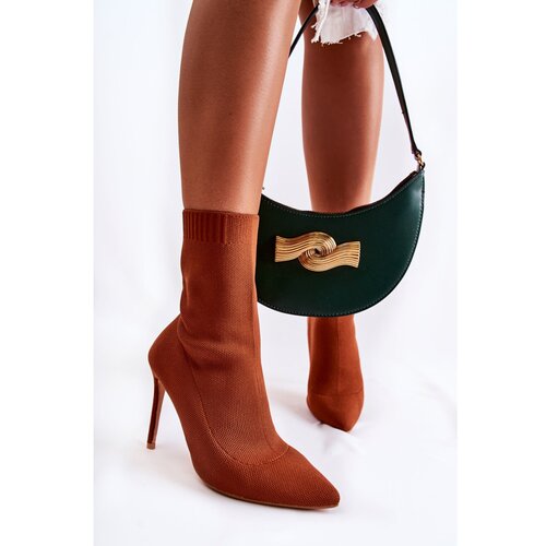 Kesi Women&amp;#039;s High Boots With A Sock On A Heel Camel Luisell Slike