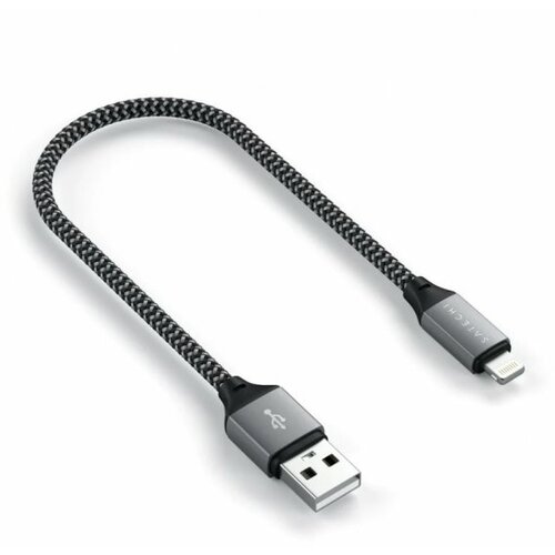 Satechi USB-A to Lightning Braided Cable 25cm - Grey Slike