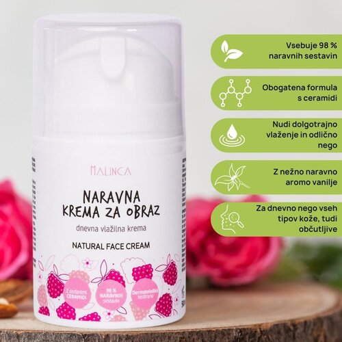 Malinca naravna vlažilna krema za obraz 50ml 2 x Cene