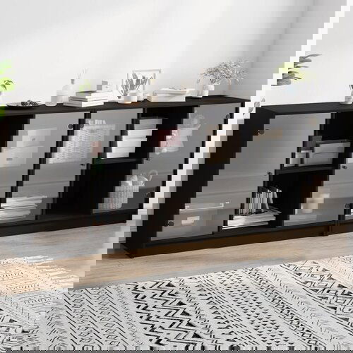 VidaXL Regal za knjige s vratima crni 204x37x75 cm konstruirano drvo Slike