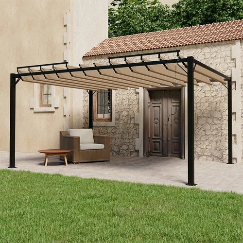  Sjenica s re&scaron;etkastim krovom 3x4 m smeđe-siva tkanina/aluminij Cijene