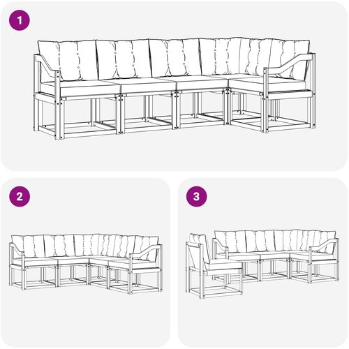  Set vanjskih sofa 5 kom. Bijela i svjetlosiva Smeđa 245 x 126,5 x 73 cm Slike