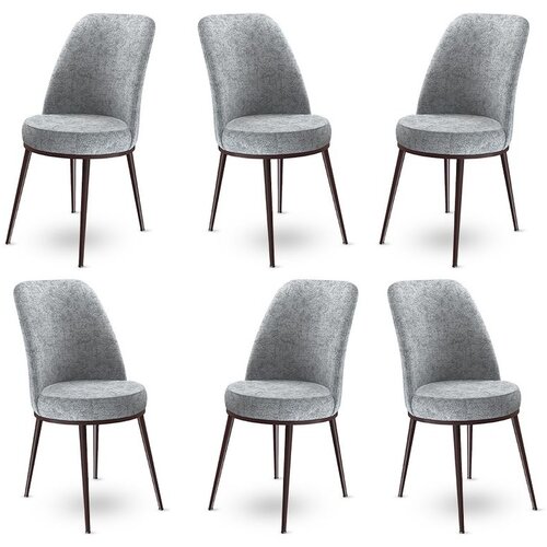 Hanah home Dexa - Grey, Brown GreyBrown Chair Set (6 Pieces) Cene