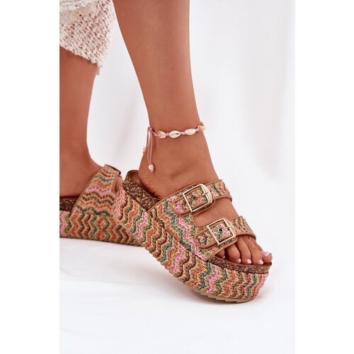 Boto Women's Sandals On Chunky Platform With Weaving And Buckles Multicolor Cene