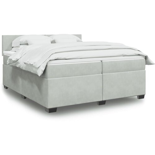  The Living Store Box spring postelja z vzmetnico svetlo siva 200x200 cm žamet - Box Spring Postelja, (21520863) Cene