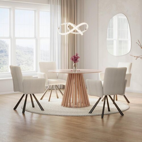 Bessagi Home Jedilna Miza Ennio, Ø 120cm, Barva Hrasta Cene