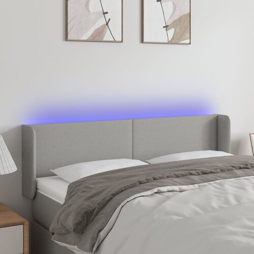 vidaXL LED posteljno vzglavje svetlo sivo 147x16x78/88 cm blago Cene