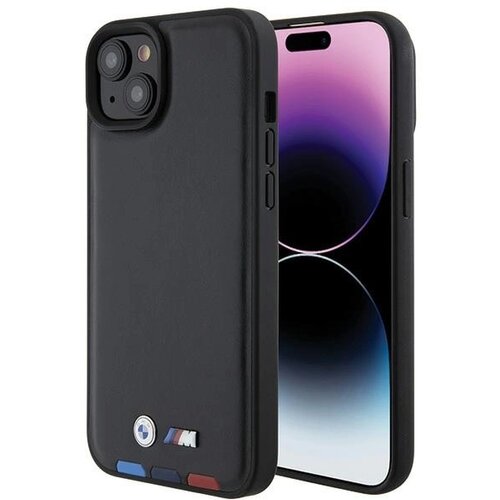 BMW USNJENI OVITEK STAMP TRICOLOR CASE ZA IPHONE 15 PLUS ČRN, (21899261) Cene