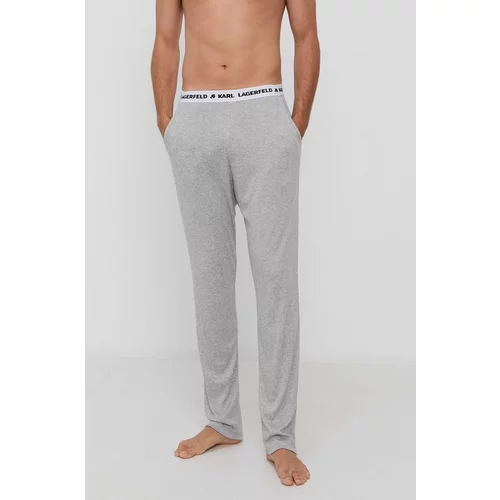 Karl Lagerfeld Dugi doljnji dio pidžame za muškarce, boja: siva, glatka