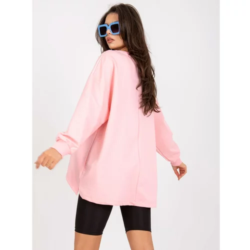 Fashion Hunters Light pink and blue oversize sweatshirt without a hood