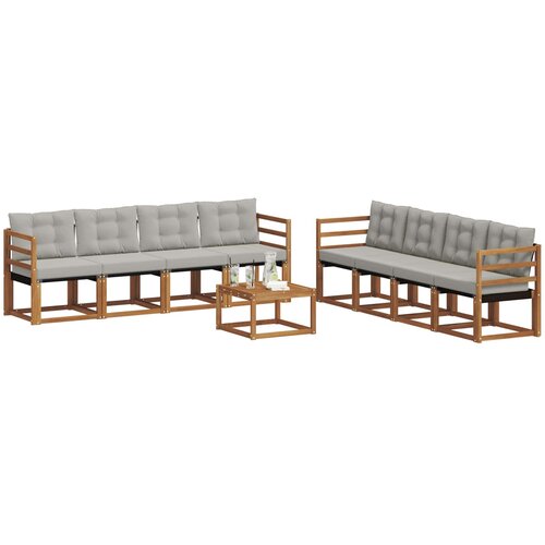  Set vanjskih sofa 9 kom. Prirodna i svijetlo siva Slike