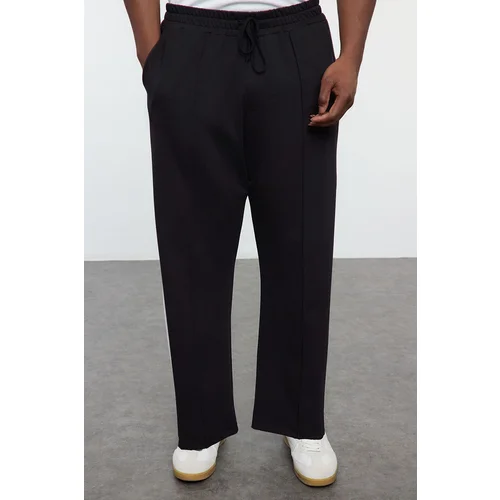 Trendyol Black Wide Leg Color Blocked Plus Size Sweatpants