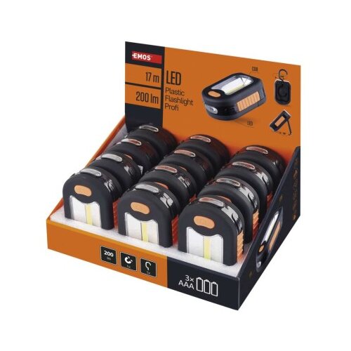  Ročna LED delovna svetilka COB, 200 lm, 3× AAA, 12 kos, display box 12/1 Cene
