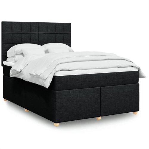vidaXL Box spring postelja z vzmetnico črna 140x200 cm blago Cene