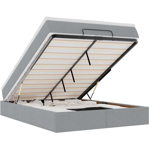 VidaXL Otomanski krevet s madracem svijetlosivi 140x190 cm od tkanine Slike