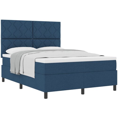 VidaXL Krevet s podnicom s madracem plave boje 140x190 cm tkanina Slike