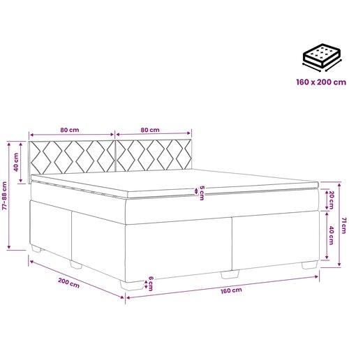  Boxspring krevet s madracem Tamnosiva 160 x 200 cm Tkanina Slike