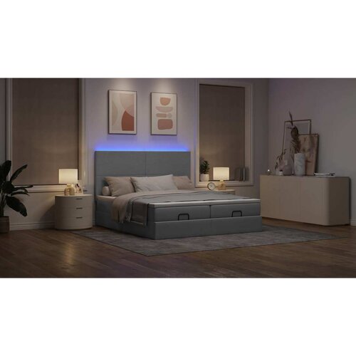 VidaXL Okvir kreveta s madracima svijetlosivi 200x200cm od tkanine Slike