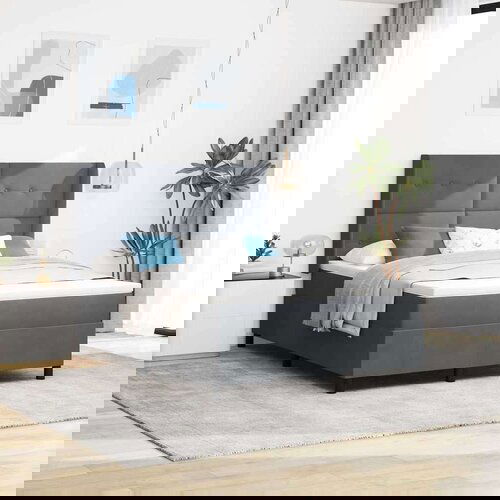 Box Spring Krevet s Madracem Tamno Siva 160x200 cm Bar&amp;scaron;un Slike