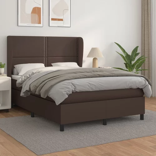  Krevet s oprugama i madracem smeđi 140x200 cm od umjetne kože