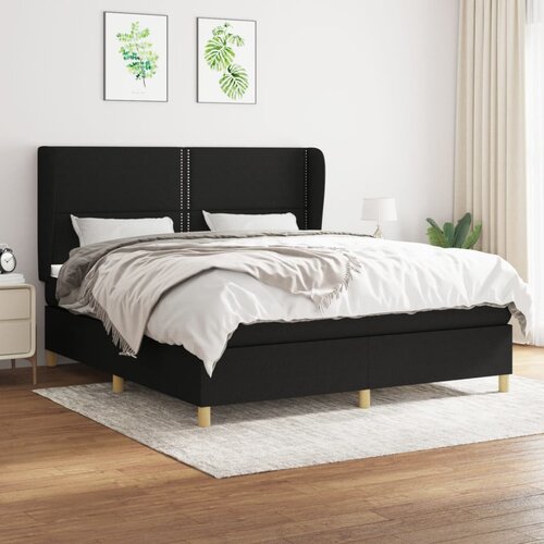 vidaXL Box spring postelja z vzmetnico črna 160x200 cm blago Cene