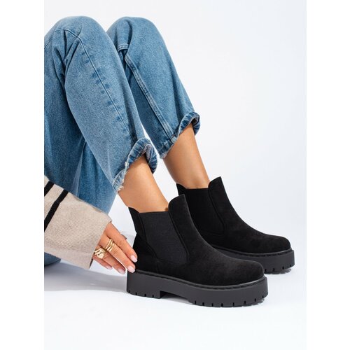 SHELOVET Women's suede black Chelsea boots Slike